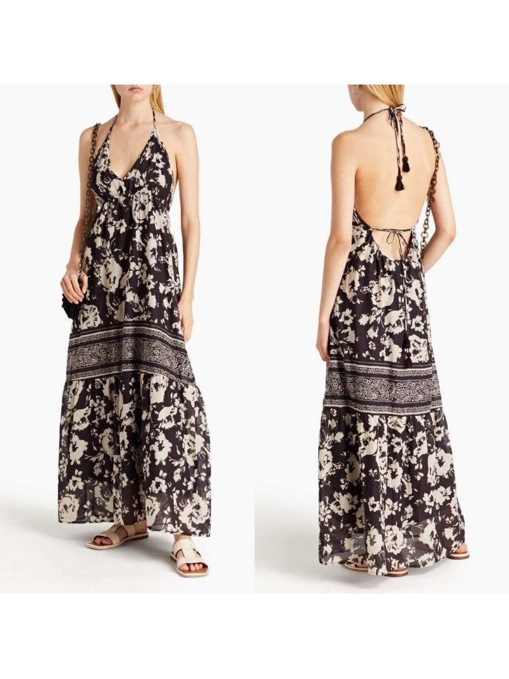 NWT BA&SH DOWNTOWN FLORAL PRINT COTTON GAUZE MAXI DRESS SZ 3